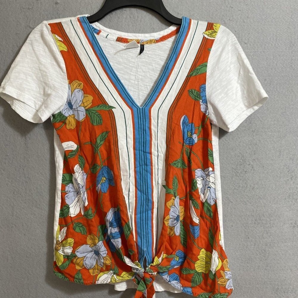 Anthropologie Akemi +‎ Kin Sherburne Floral Women's Short Sleeve Tee Top Size XS
